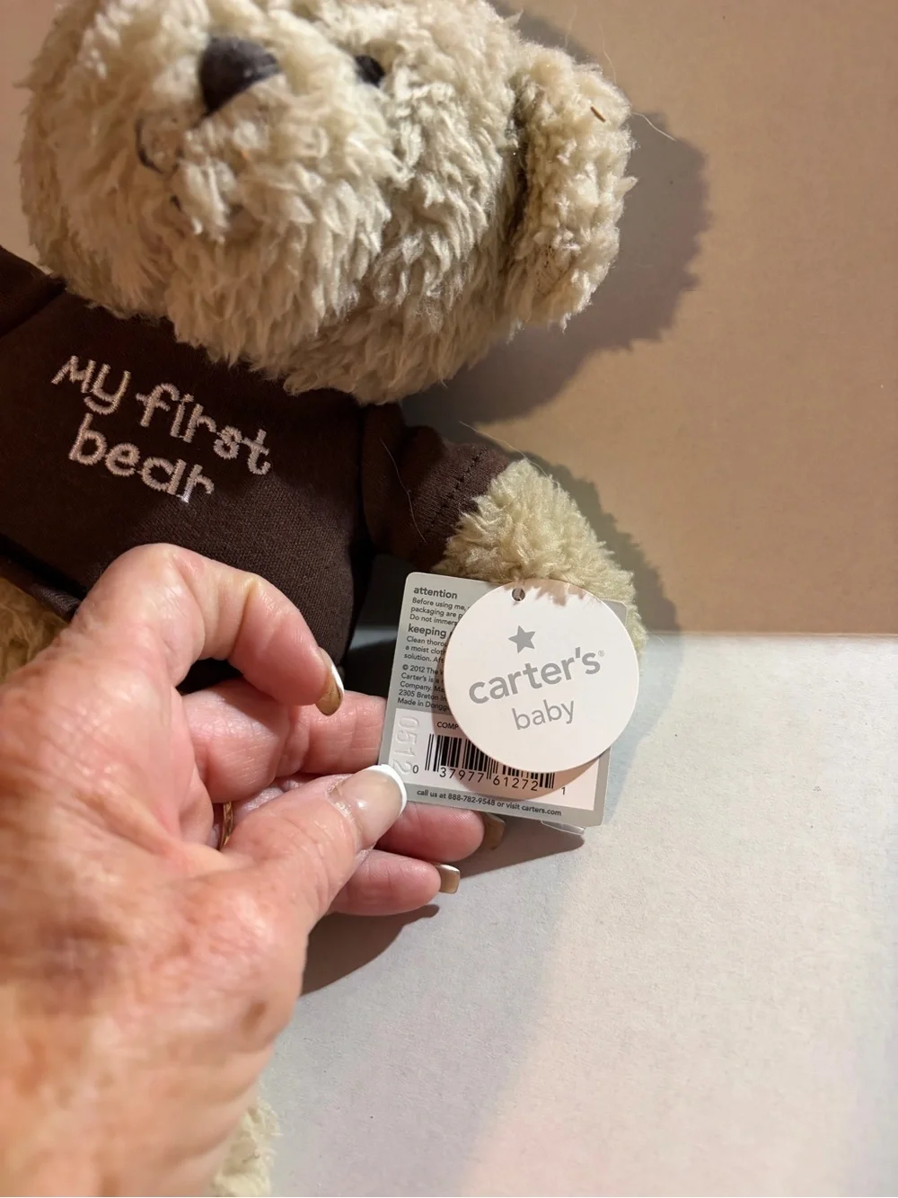 Carter's Beige Plush Bear with Brown Shirt “My first Bear”brand new with tags